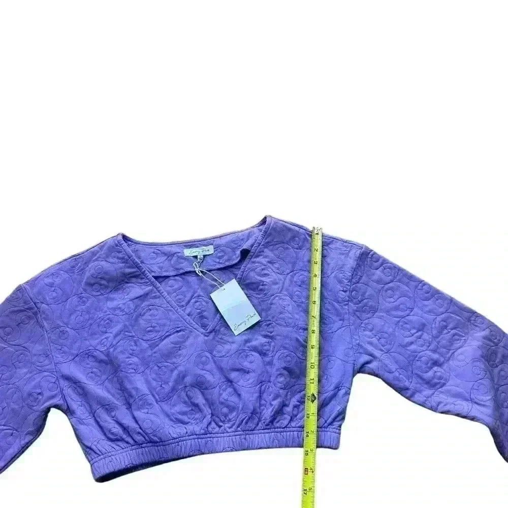 Emory park Long Sleeve Quilted crop top size‎ L purple - Picture 5 of 7